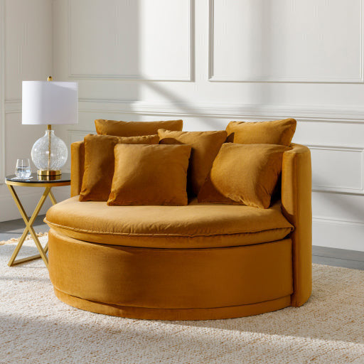 Surya Drancy Modern Cognac Brown Velvet Lounger Chair - Image 2