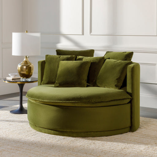 Surya Drancy Modern Olive Velvet Lounger Chair - Image 1