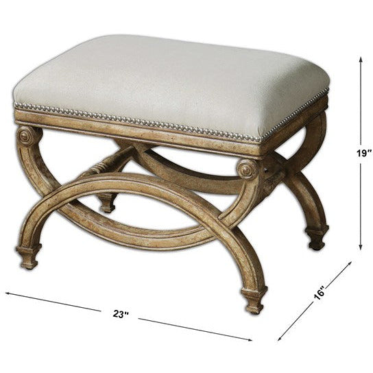 Uttermost Karline Linen Performance Fabric Seat Wood Small Bench - Image 3