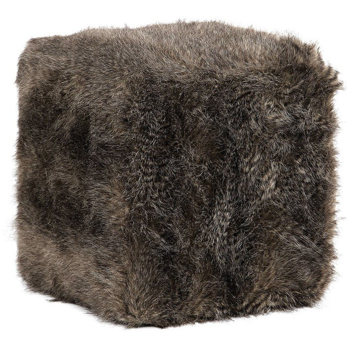 Uttermost Jayna Plush Chocolate Faux Fur  Round Ottoman - Image 2