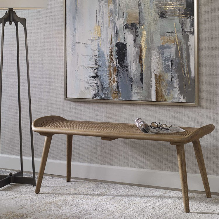 Uttermost Arne Woven Straw Seat Wood Bench
