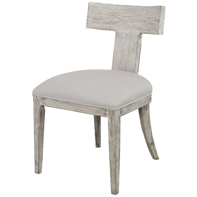 Uttermost Idris White Slubbed Performance Fabric Whitewashed Wood Modern Dining Chair - Image 3