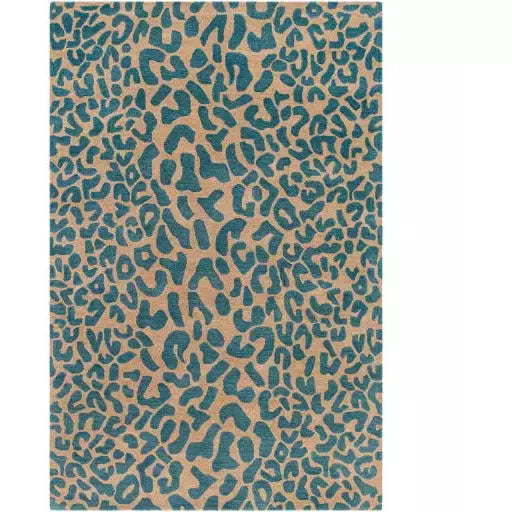 Surya Rugs Athena Collection Deep Teal & Light Brown Leopard Animal Print Area Rug ATH-5120 - Image 2