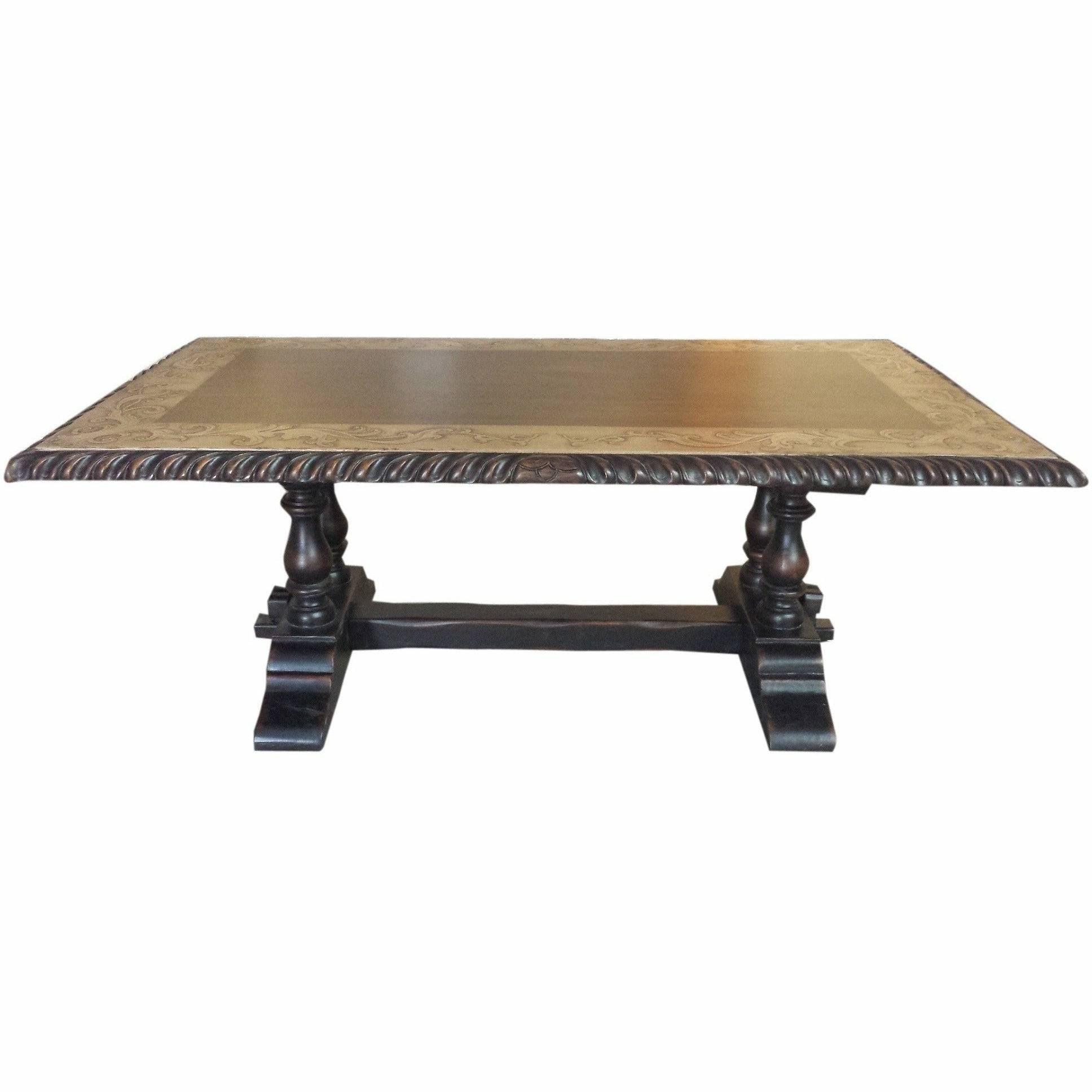 Casa Bonita Peruvian Hand-Painted Carved Wood Concordia 7 Foot Dining Table - Image 1