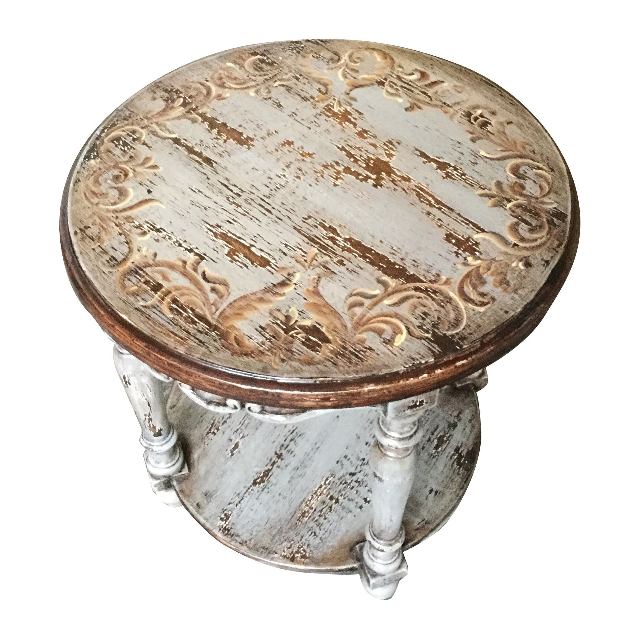 Casa Bonita Peruvian Hand-Painted Carved Wood Del Mar Round Table - Image 1