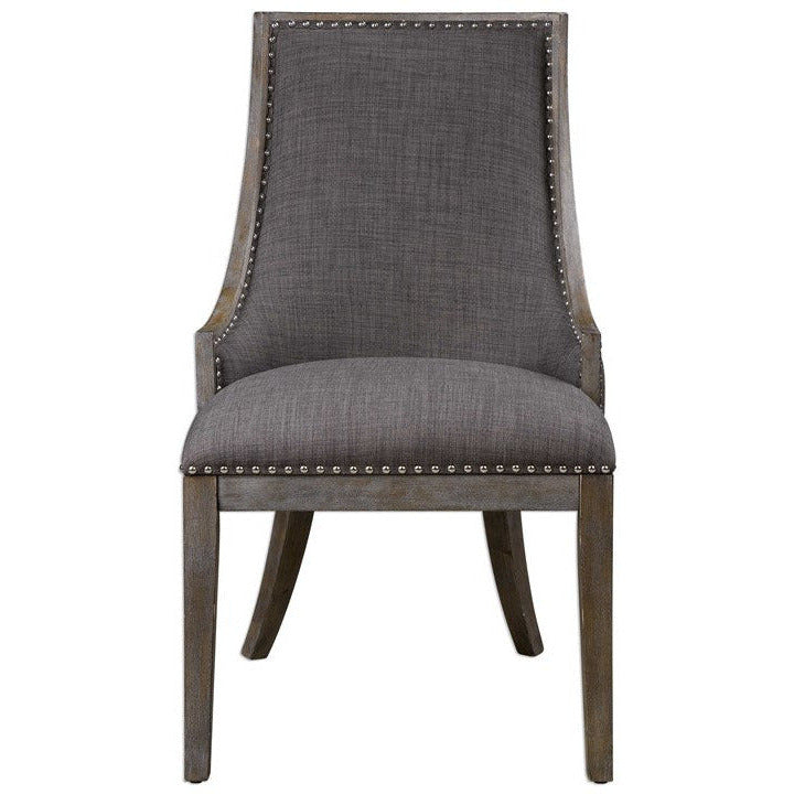 Uttermost Aidrian Charcoal Gray Linen Accent Chair - Image 3