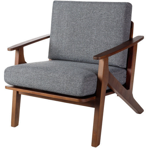Surya Dover Modern Woven Accent Chair With Wood - Image 1