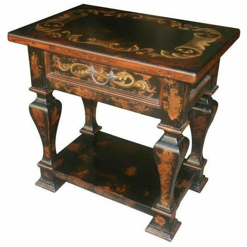 Casa Bonita Peruvian Hand-Painted Carved Wood Encanto End Table