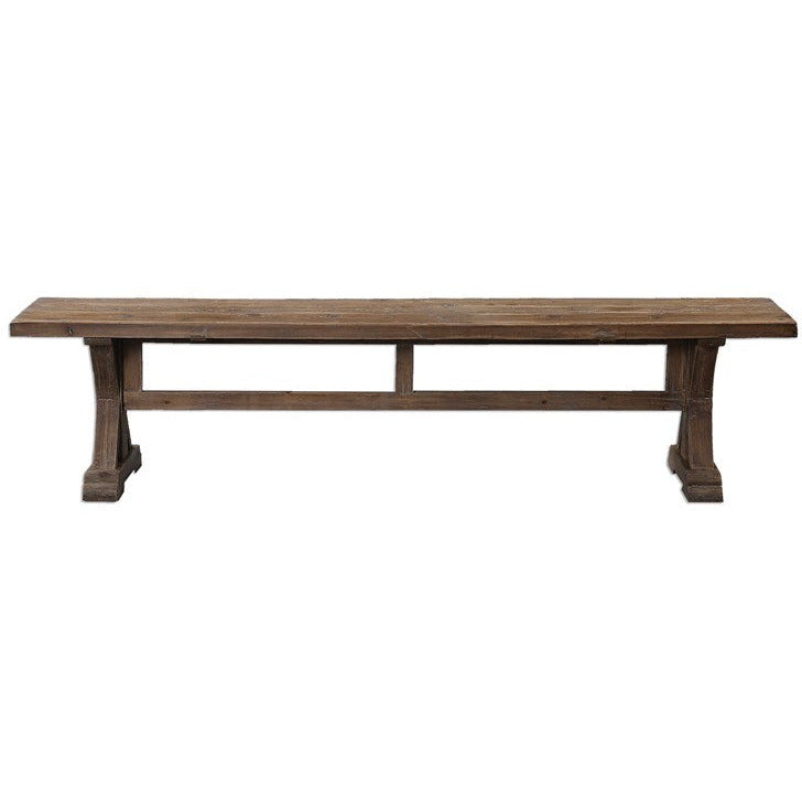 Uttermost Stratford Salvaged Fir Trestle Base Dining Bench - Image 2