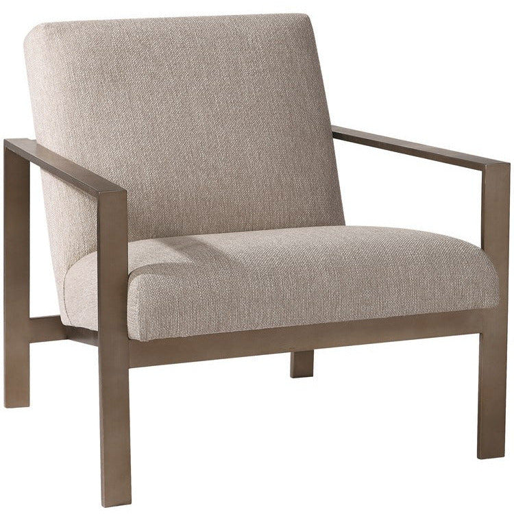 Uttermost Wills Oatmeal Woven Performance Fabric Antiqued Brass Accent Chair - Image 1