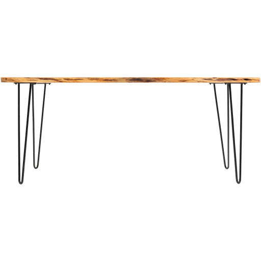 Surya Bergen Modern Wood Dining Table With Black Metal Base - Image 3