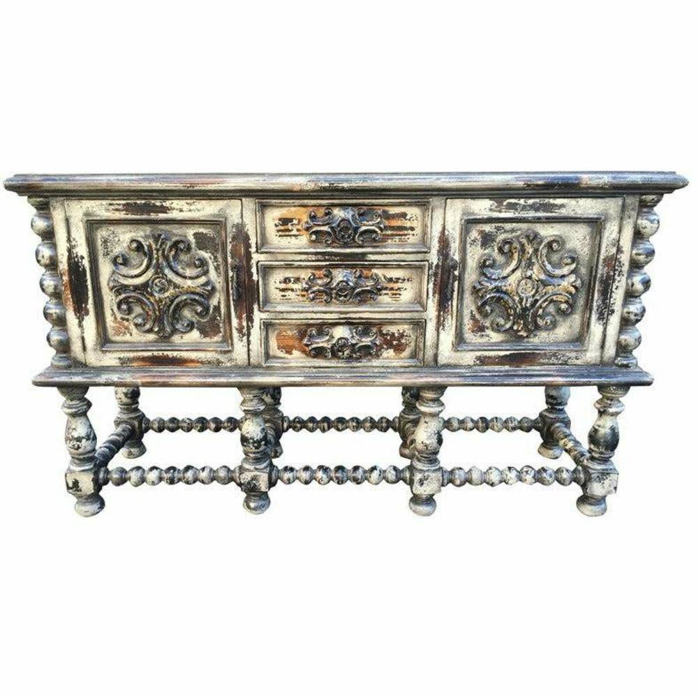 Casa Bonita Peruvian Hand-Painted Carved Wood Cortez Console Table - Image 1