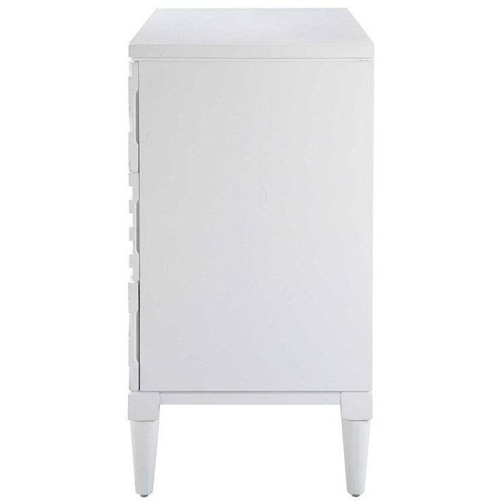 Uttermost Colby White Geometric Wood 3 Drawer Chest - Image 2