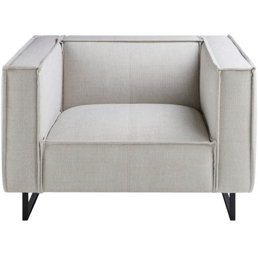 Surya Dylan Modern White Linen Square Arm Accent Chair - Image 2