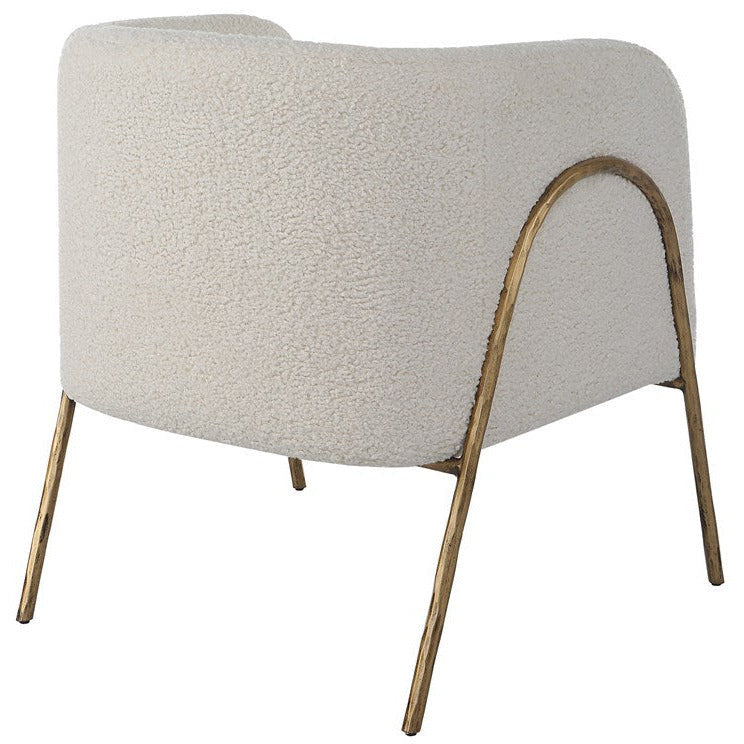 Uttermost Jacobsen Off-White Faux Shearling Barrel Accent Chair - Image 3