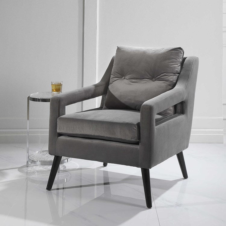 Uttermost O’Brian Smoke Gray Velvet Contemporary Armchair - Image 1