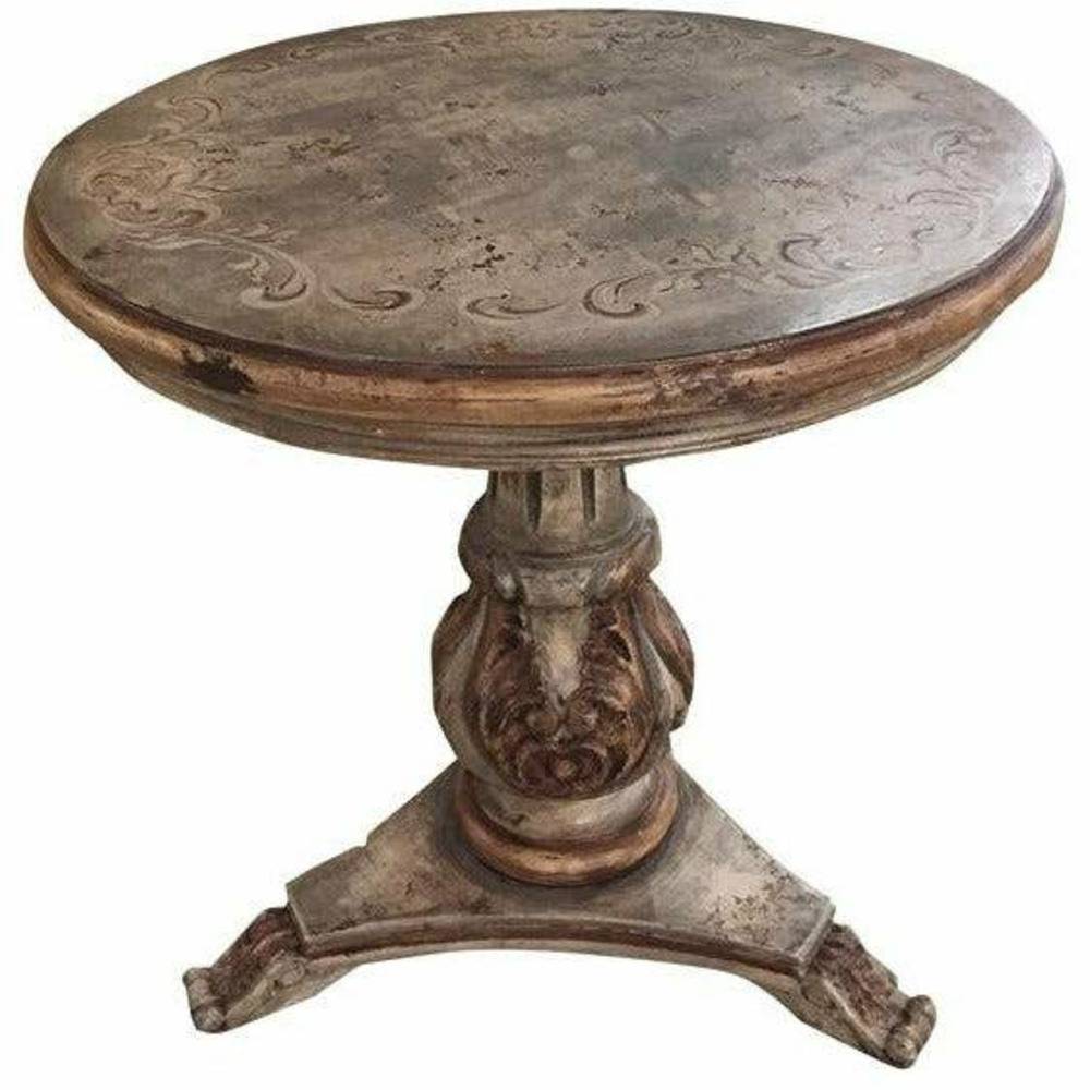 Casa Bonita Peruvian Hand-Painted Carved Wood Capri Round End Table