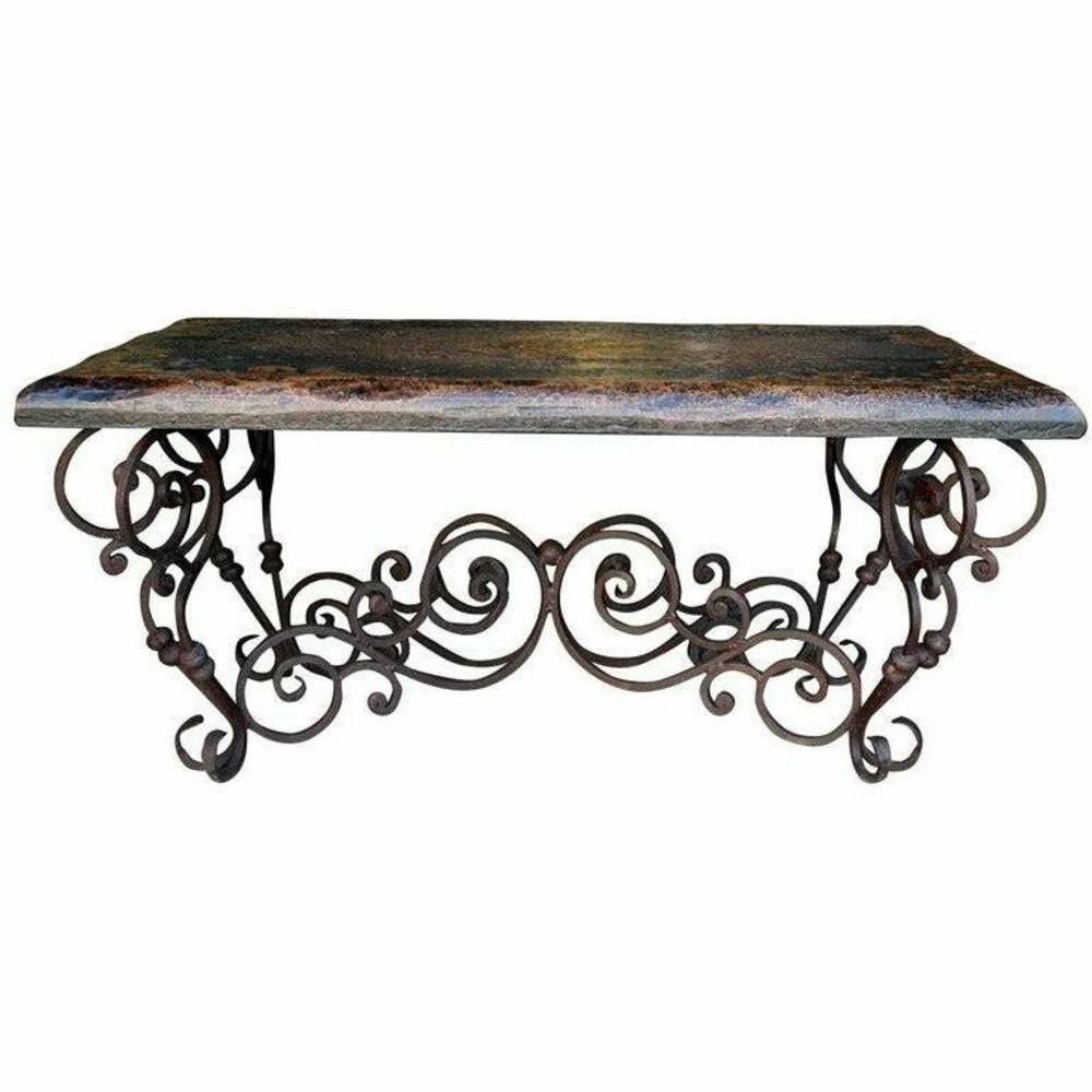 Casa Bonita Peruvian Hand-Painted Carved Wood and Hand Forged Iron Santander Coffee Table - Image 1