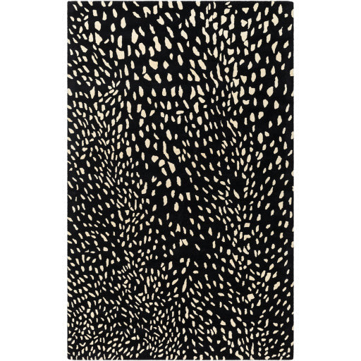 Surya Rugs Athena Collection Black & Cream Leopard Animal Print Area Rug ATH-5172 - Image 1