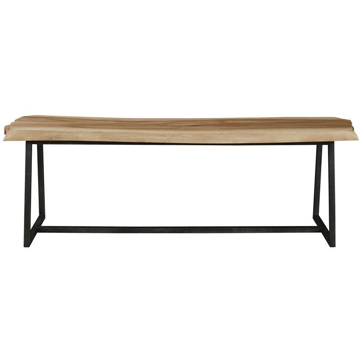 Uttermost Laurel Live Edge Rustic Modern Wood Aged Steel Bench - Image 2