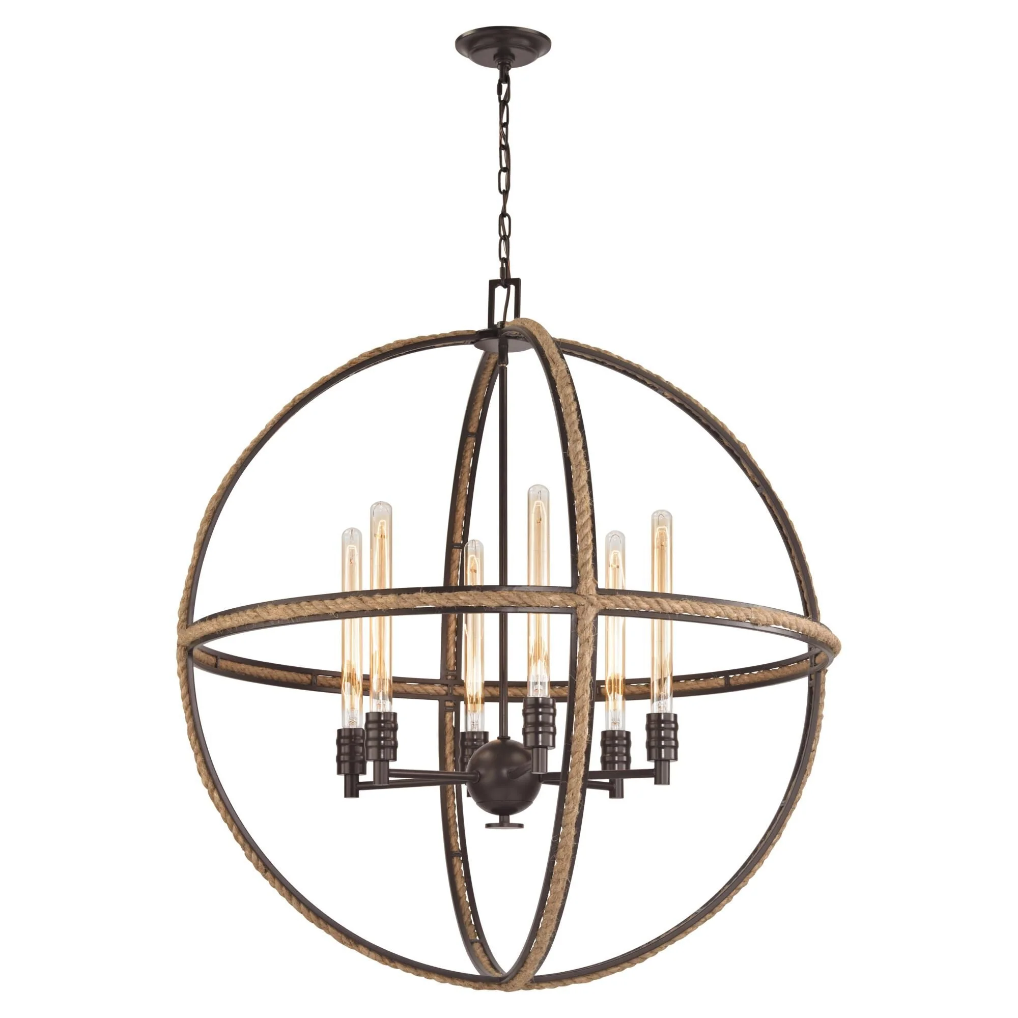 Elk Lighting Natural Rope 34 Inch 6 Light Chandelier Cp89717 - Image 2