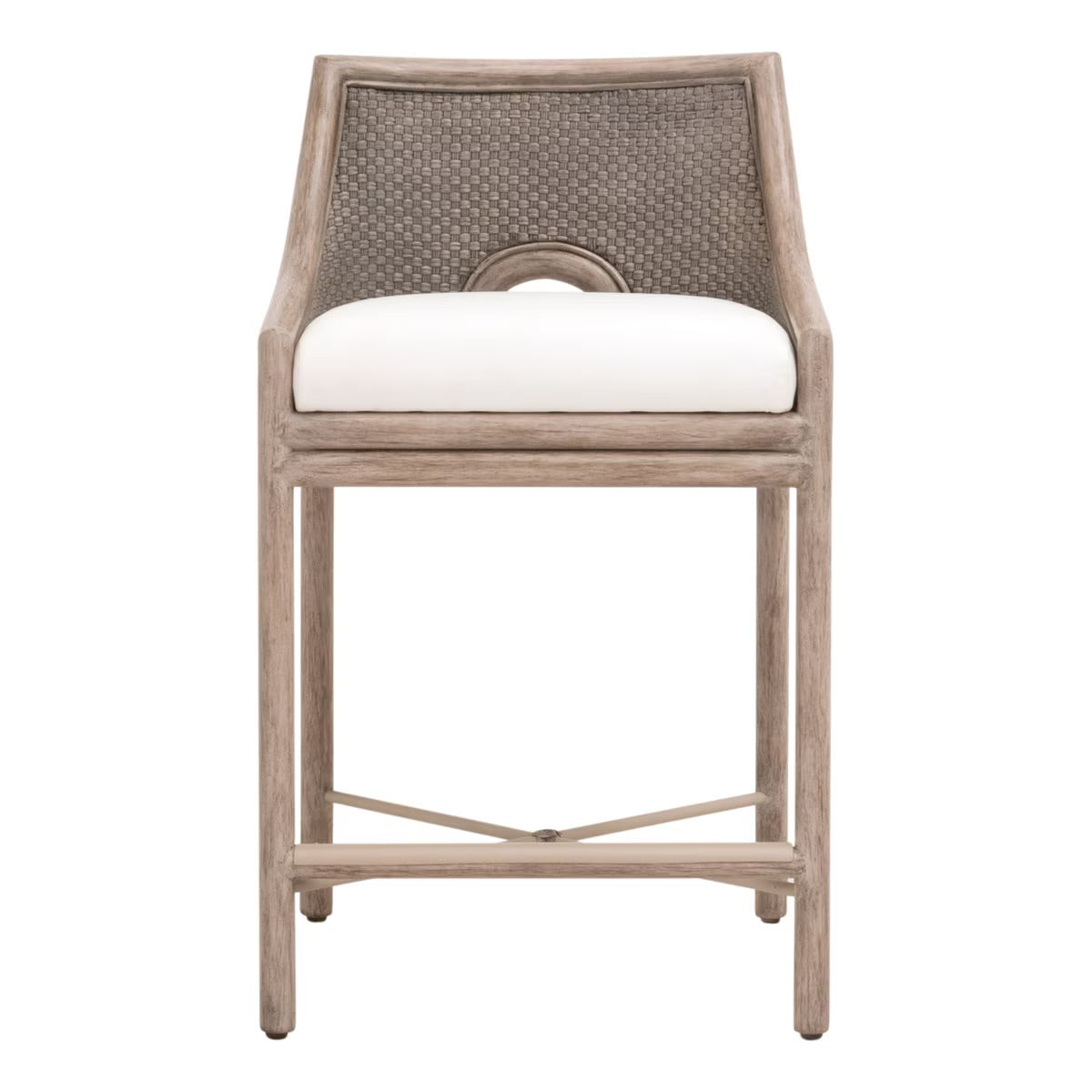 Essentials For Living Adamo Counter Stool ~ French Gray Cabana Loom, LiveSmart Peyton-Pearl With French Gray Mahogany Frame - Image 1
