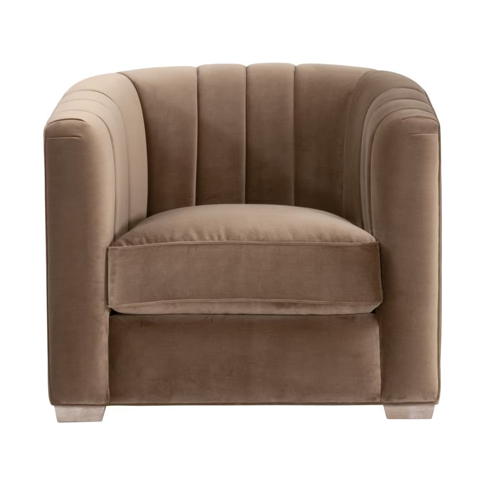 Essentials For Living Bronx Channel Back Sofa Chair ~ Caramel Velvet