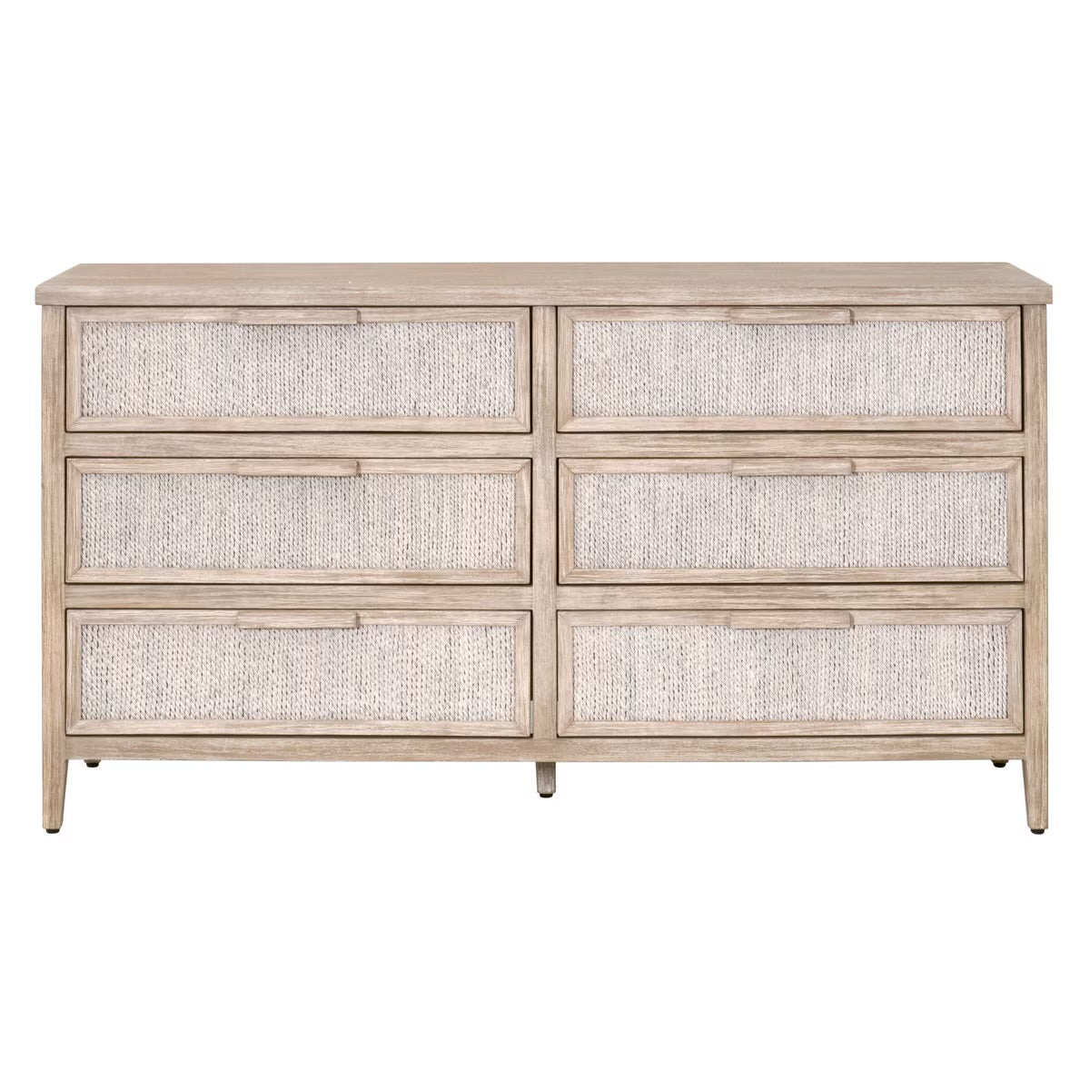 Essentials For Living Malay 6-Drawer Double Dresser~ White Wash Abaca Rope and Natural Gray Mahogany - Image 1