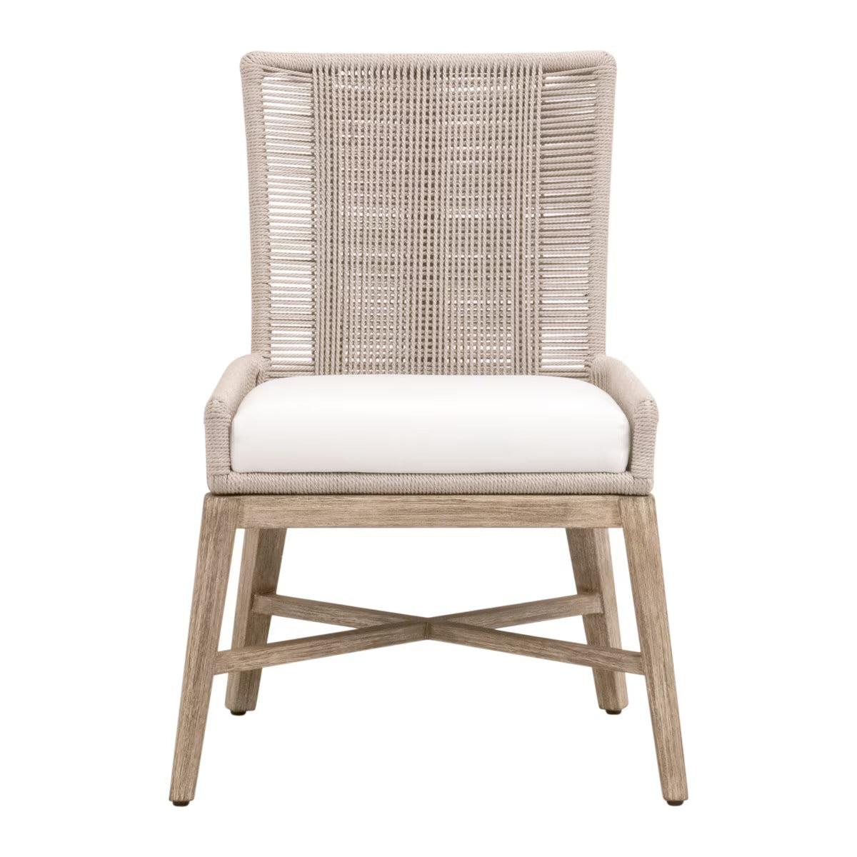 Essentials For Living Overlay Dining Chair ~ Oyster Twist Rope, LiveSmart Peyton-Pearl With Natural Gray Mahogany Frame (SET of 2) - Image 1