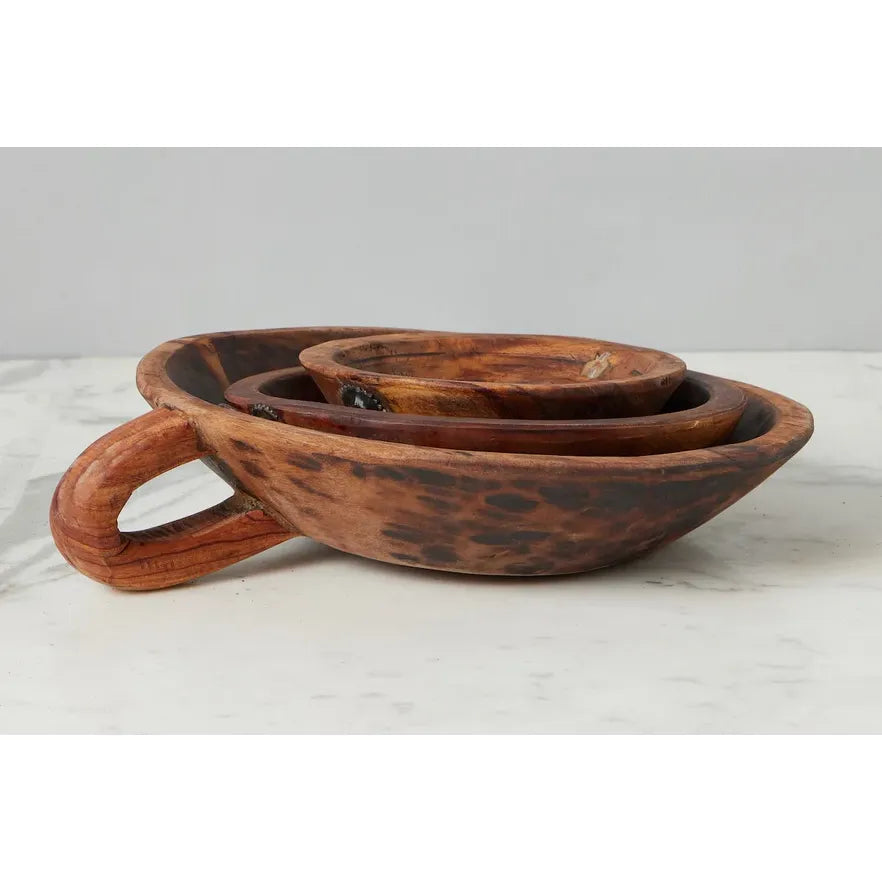 etúHOME Vintage Wood Bowl, Carved Handle ~ IN- STORE PURCHASE ONLY - Image 3