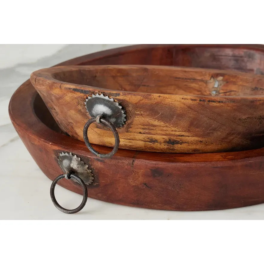 etúHOME Vintage Wood Bowl with Iron Handle, Medium ~ IN-STORE PURCHASE ONLY - Image 3