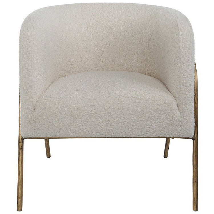 Uttermost Jacobsen Off-White Faux Shearling Barrel Accent Chair - Image 2