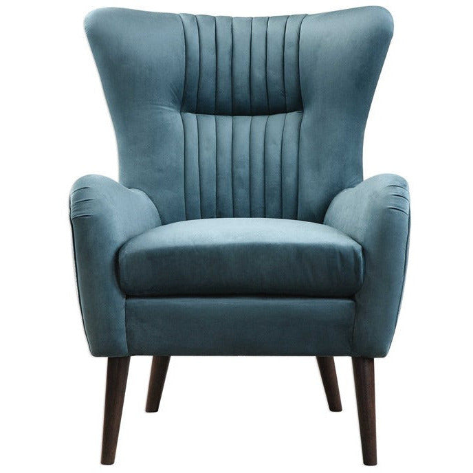 Uttermost Dax Channel Tufted Blue Velvet Accent Chair - Image 2