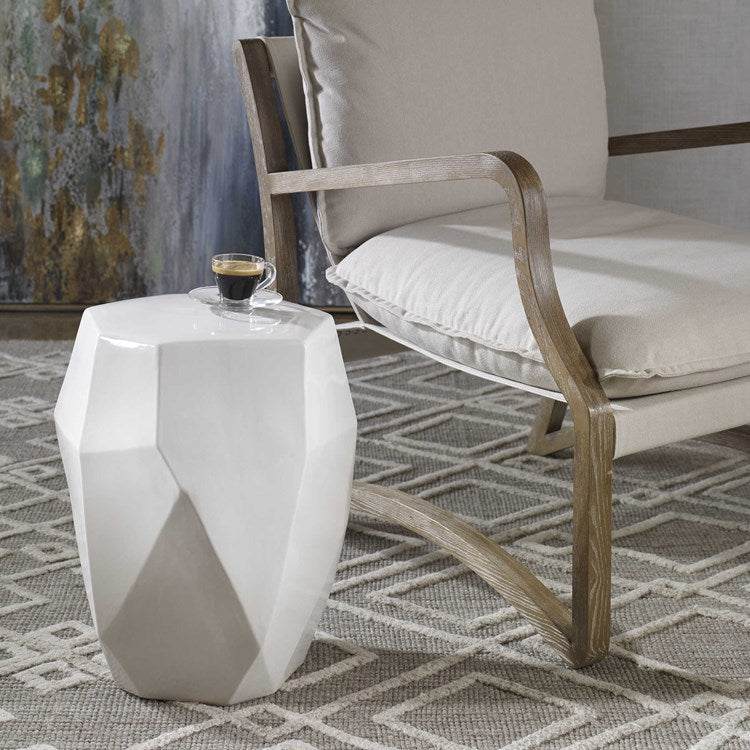Uttermost Maquette White Ceramic Garden Stool - Image 1