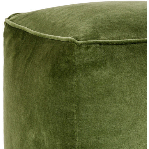 Surya Modern Olive Green Cotton Velvet Pouf Ottoman CVPF-018 - Image 3