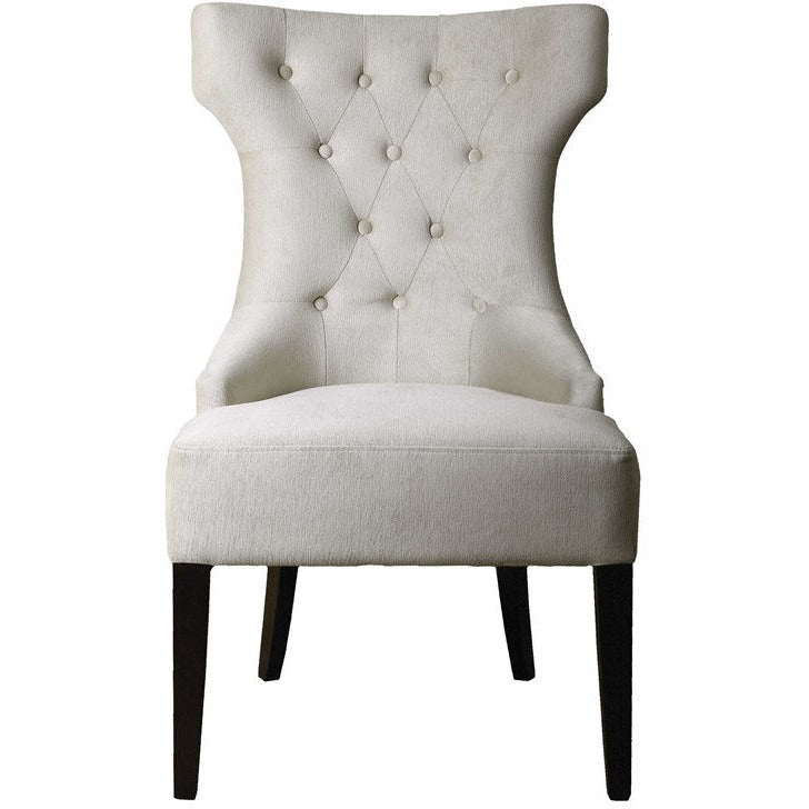 Uttermost Arlette Antique White Velvet Tufted Accent Chair - Image 1