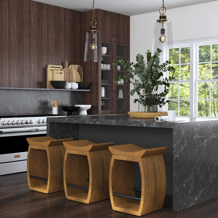 Uttermost Connor Reclaimed Wood Modern Counter Stool