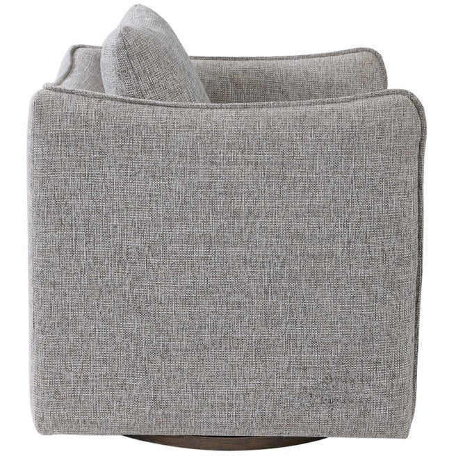 Uttermost Corben Stone Gray Linen Swivel Armchair - Image 3