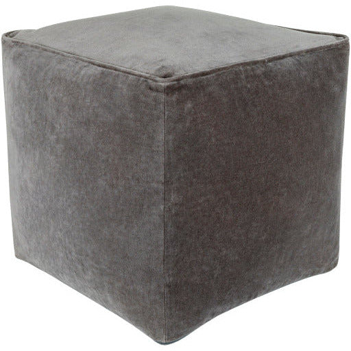 Surya Modern Gray Cotton Velvet Pouf Ottoman CVPF-022 - Image 1