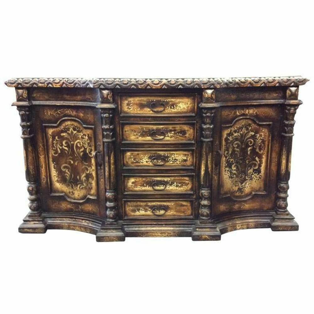 Casa Bonita Peruvian Hand-Painted Carved Wood San Mateo Buffet - Image 1