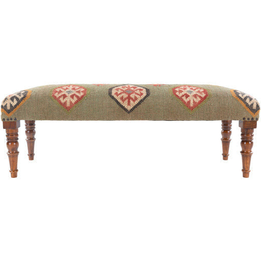 Surya Panja Modern Rustic Hand Woven Fabric Bench With Wood Base PAJ-003 - Image 3