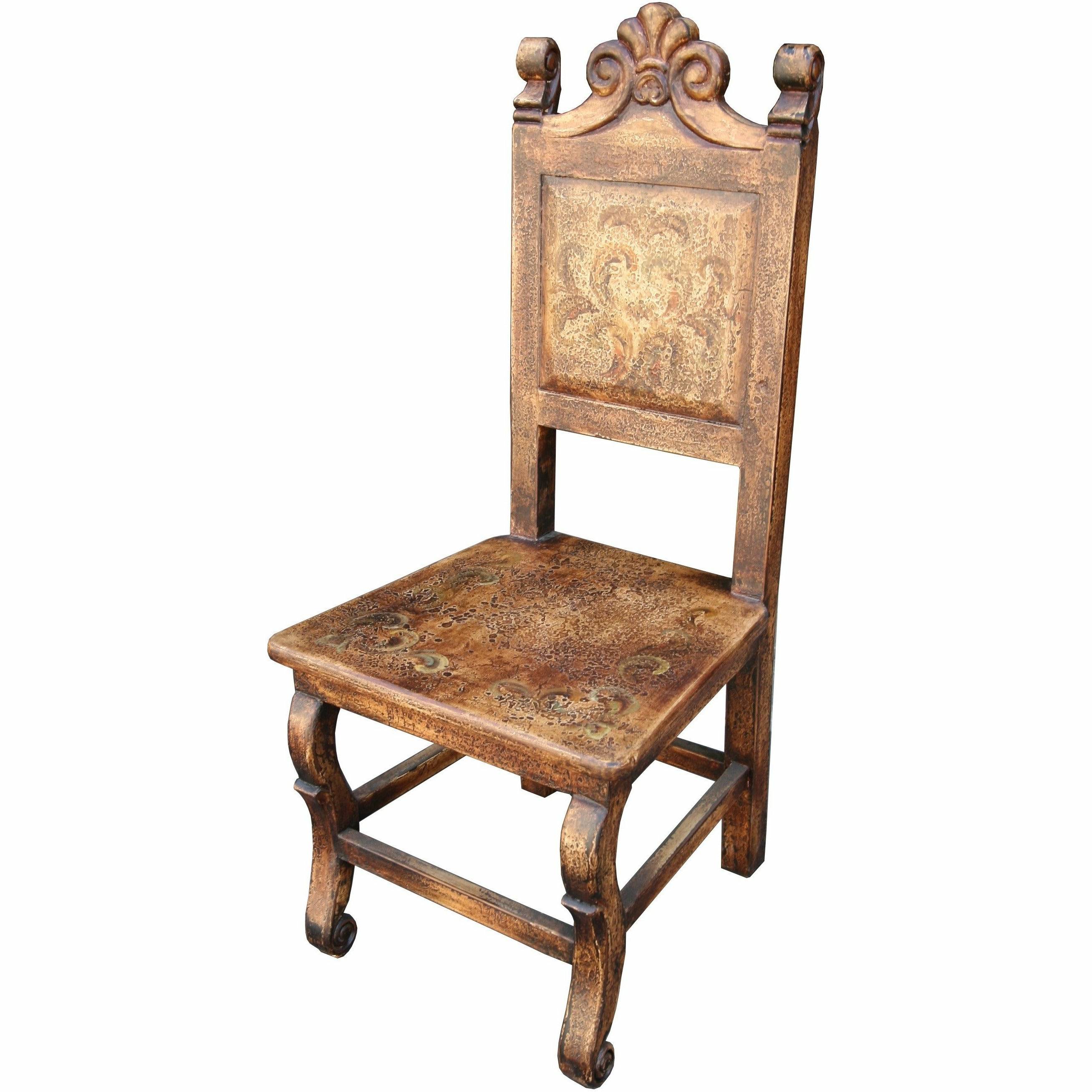 Casa Bonita Peruvian Hand-Painted Carved Wood Toscana Dining Chair - Image 1
