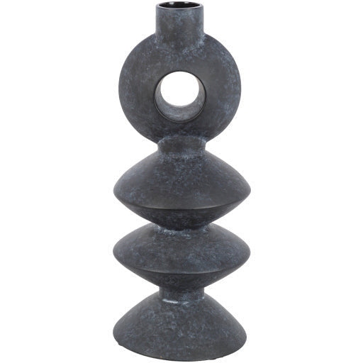 Surya Yagya Collection Modern Brushed Matte Black Ceramic Vase YAG-006 - Image 1