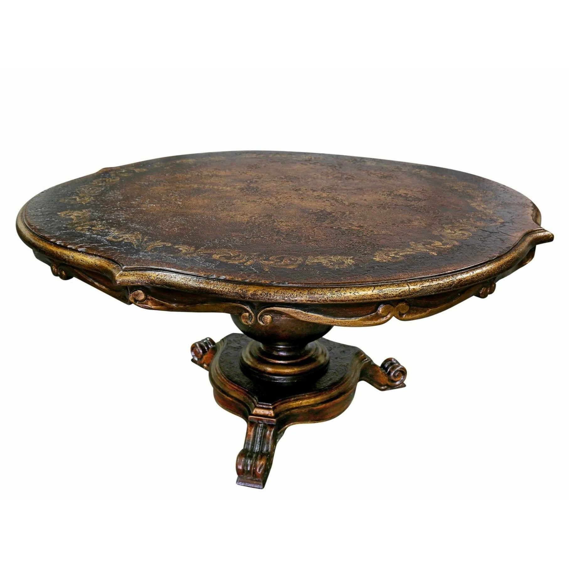 Casa Bonita Peruvian Hand-Painted and Carved Wood 72” Round Nonna Dining Table