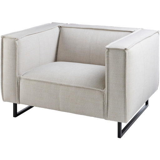 Surya Dylan Modern White Linen Square Arm Accent Chair - Image 1