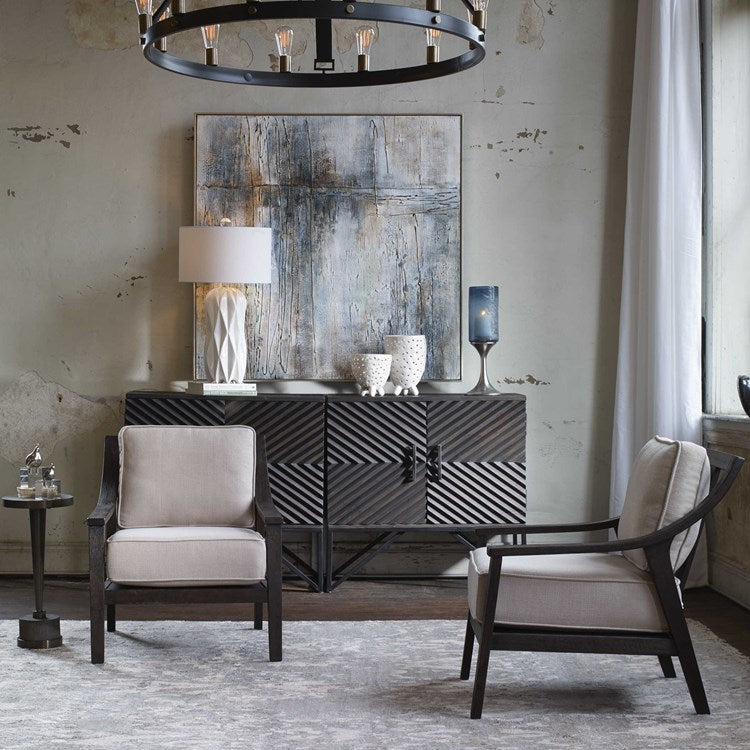 Uttermost Lyle Beige Linen Modern Accent Armchair - Image 1
