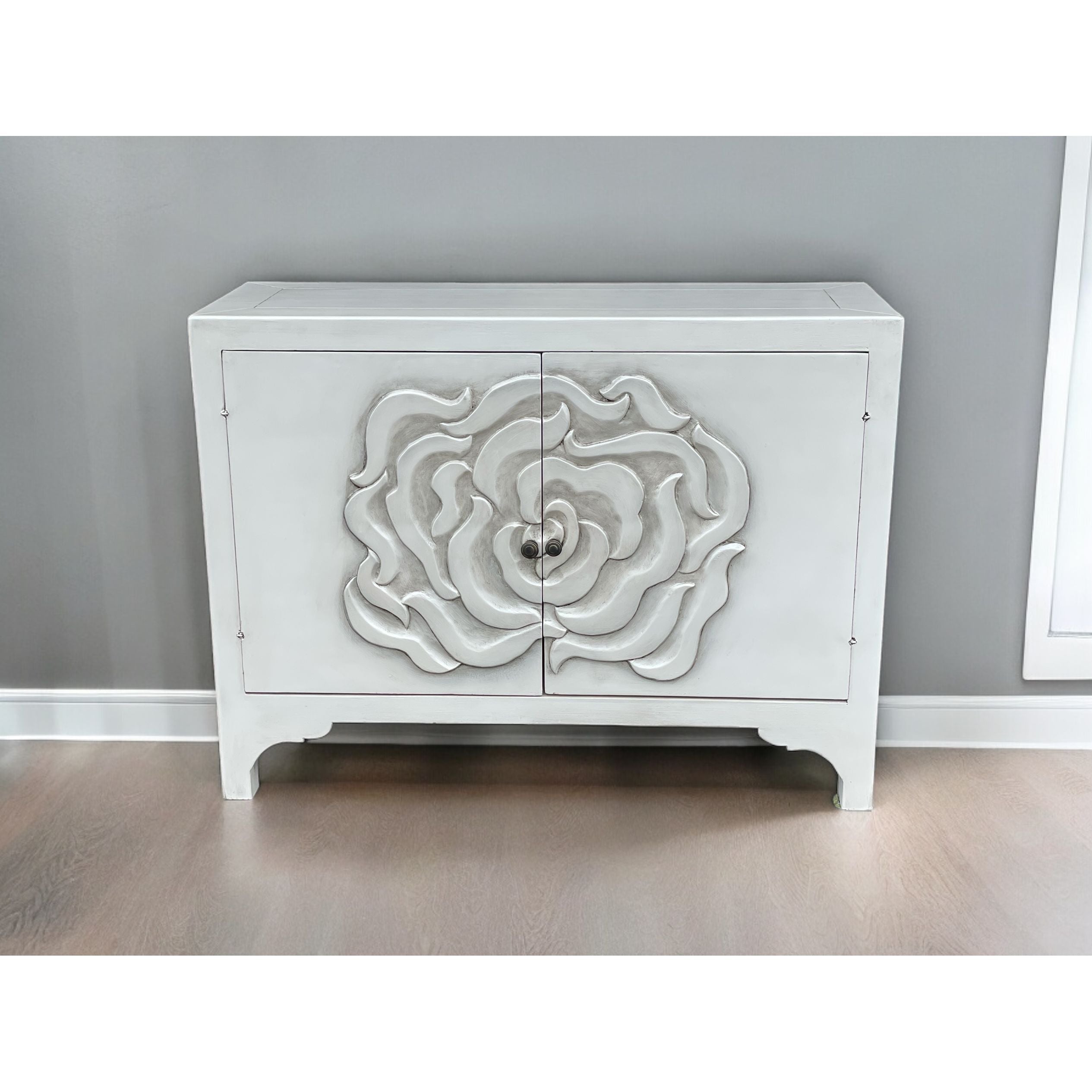 Casa Bonita Peruvian Hand-Painted Carved Wood Fiore Chest - Image 1