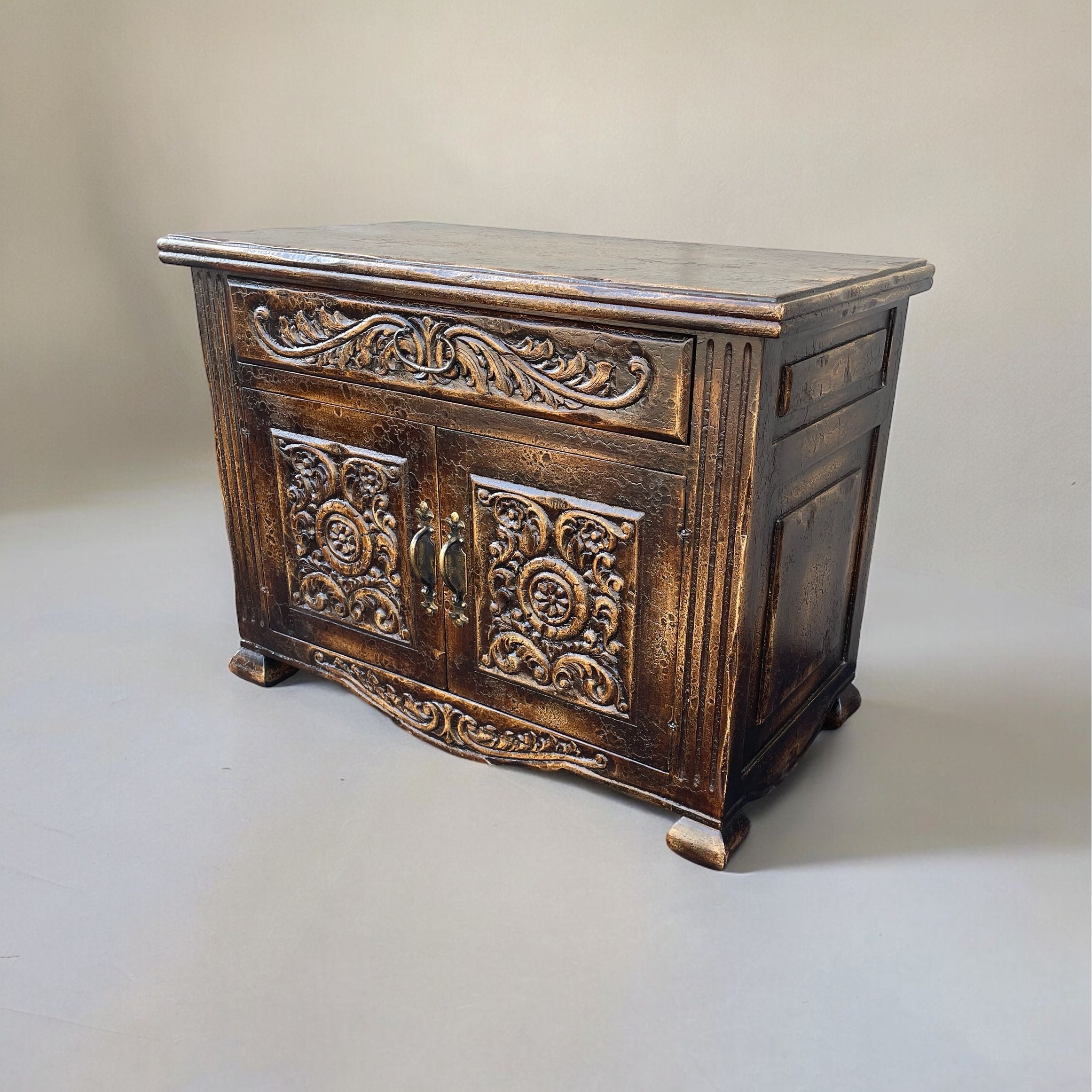 Casa Bonita Peruvian Hand-Painted Carved Wood Fortaleza Nightstand - Image 2