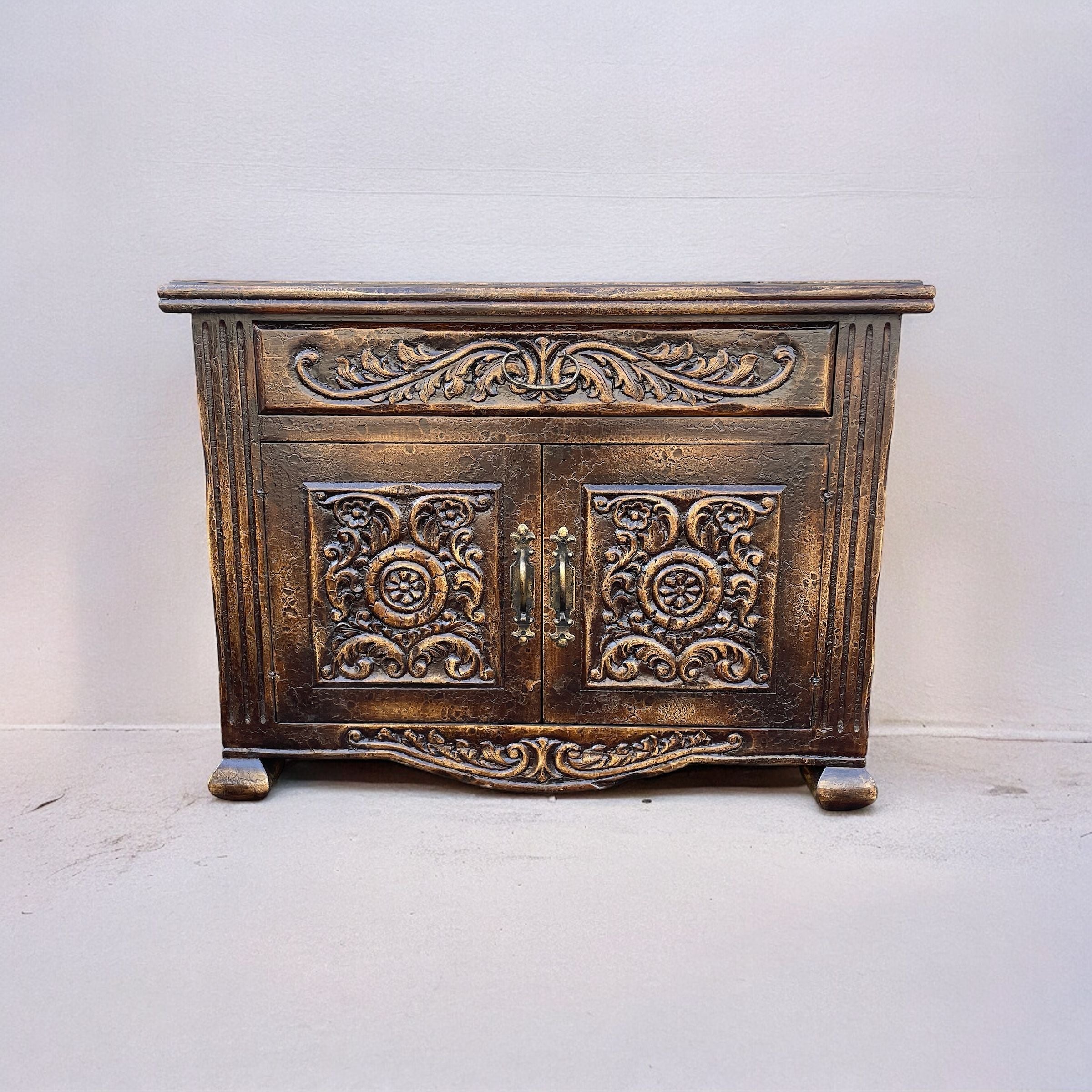 Casa Bonita Peruvian Hand-Painted Carved Wood Fortaleza Nightstand - Image 1