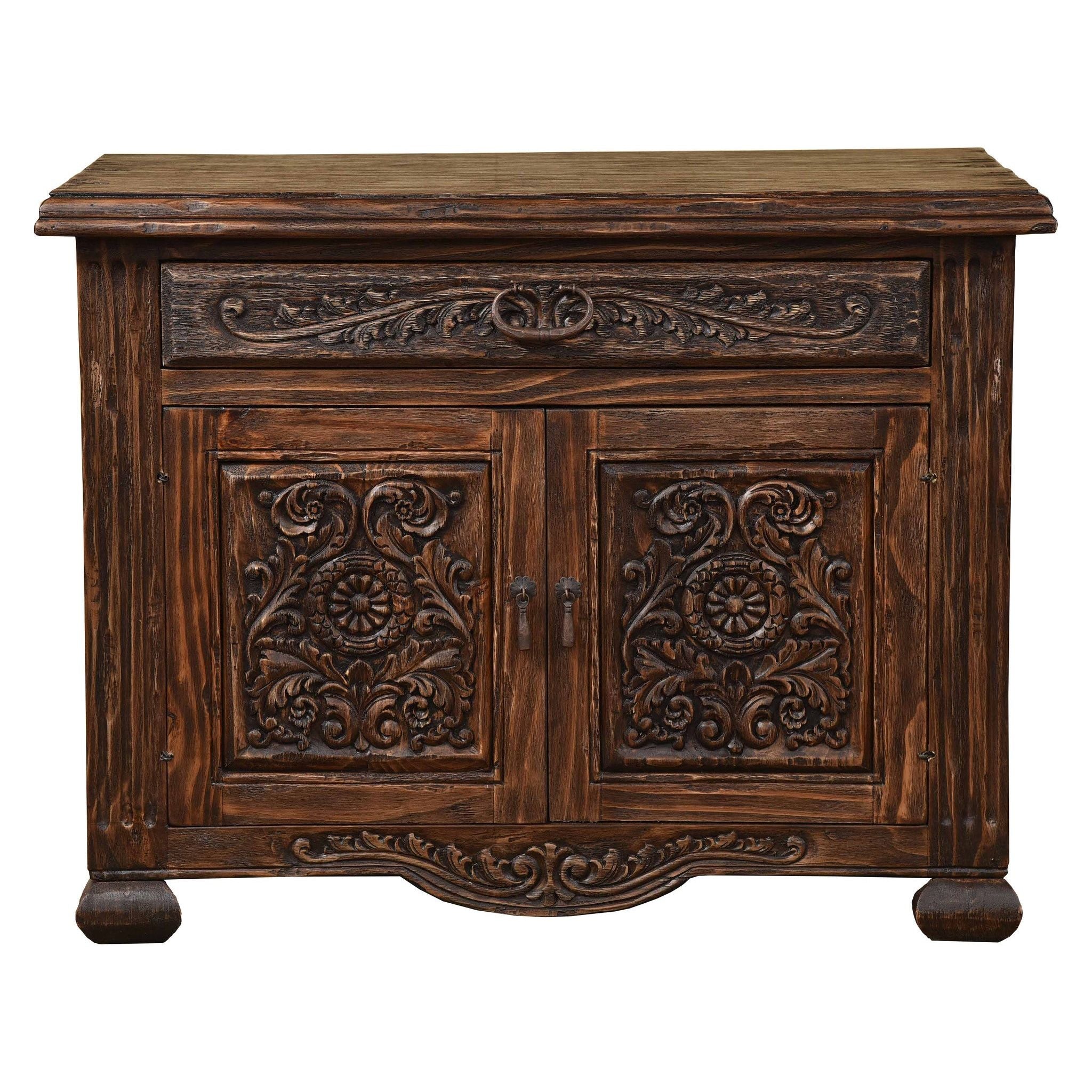 Casa Bonita Peruvian Hand-Painted Carved Wood Fortaleza Large Nightstand - Image 1